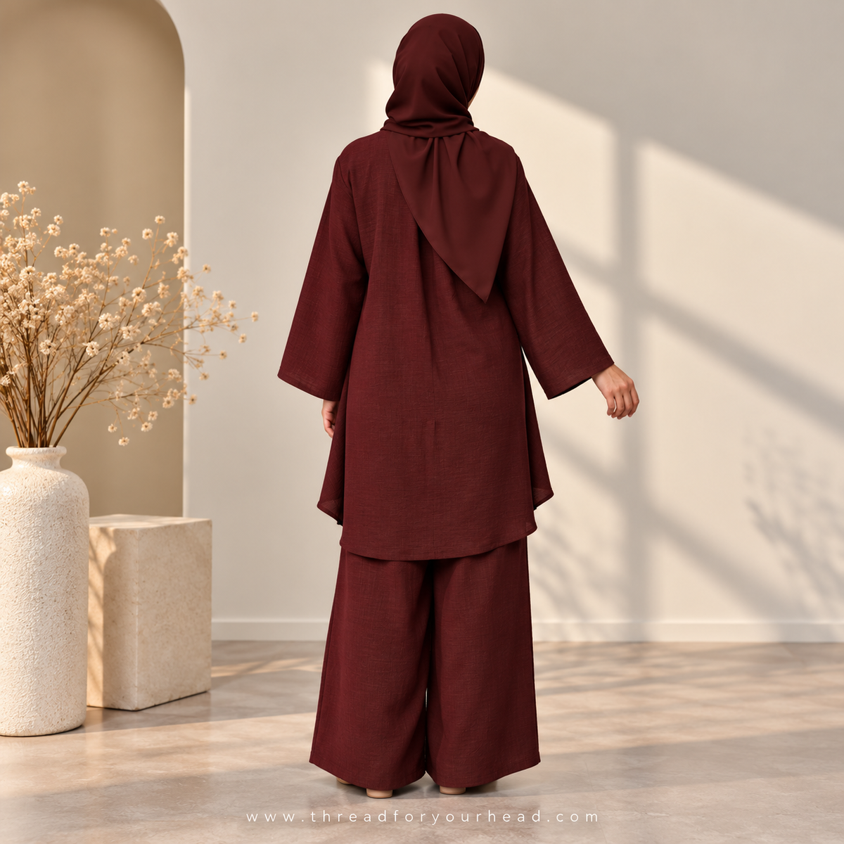 Dark Maroon -Modest Co-ord Set