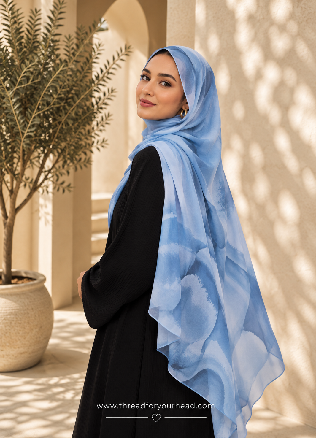 Denim watercolour premium modal hijab
