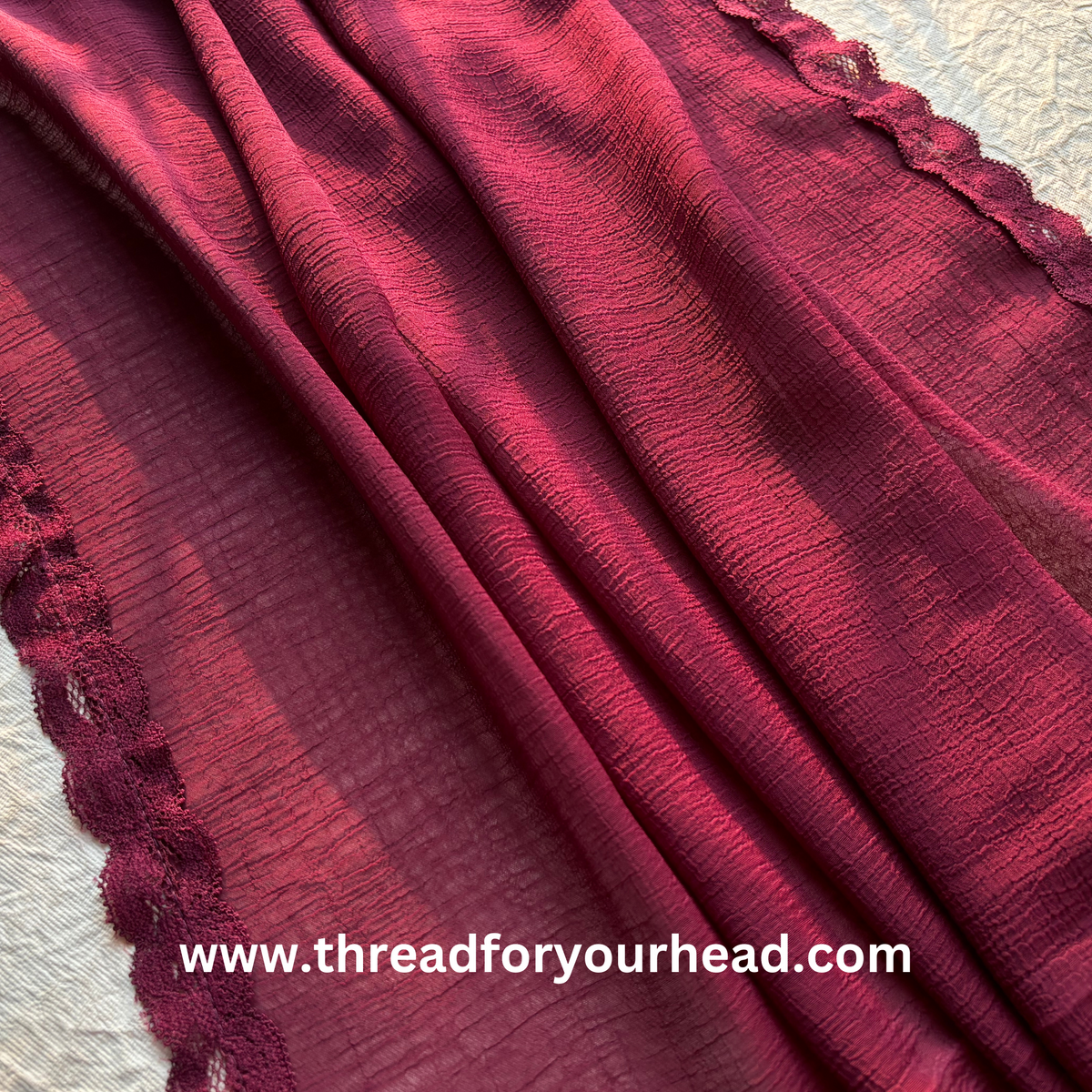 maroon- Lace Georgette hijab