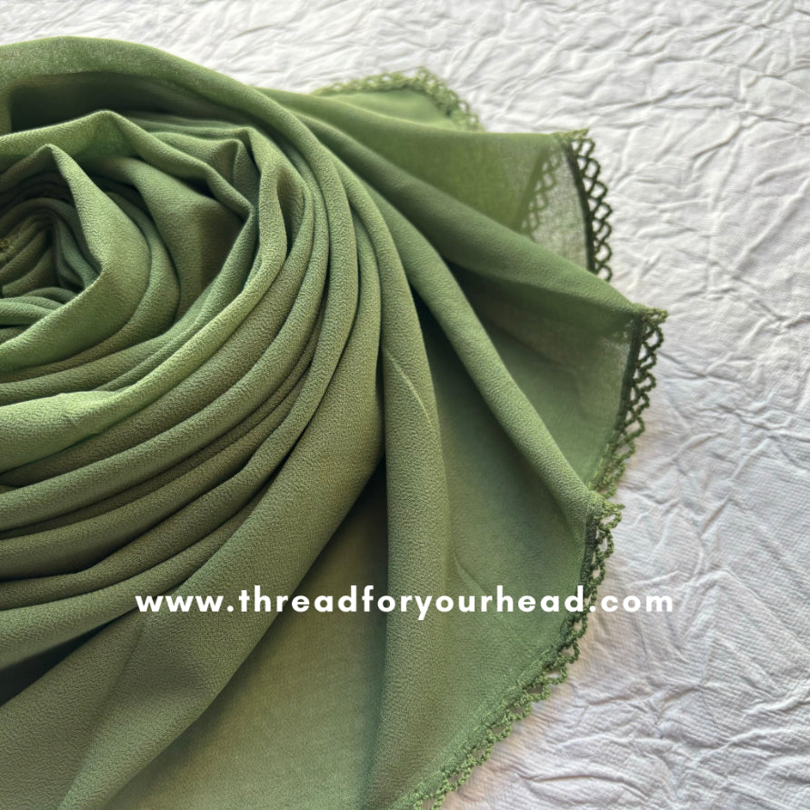 olive - Crochet Georgette hijab