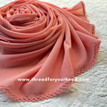 peach blush - Crochet Georgette hijab