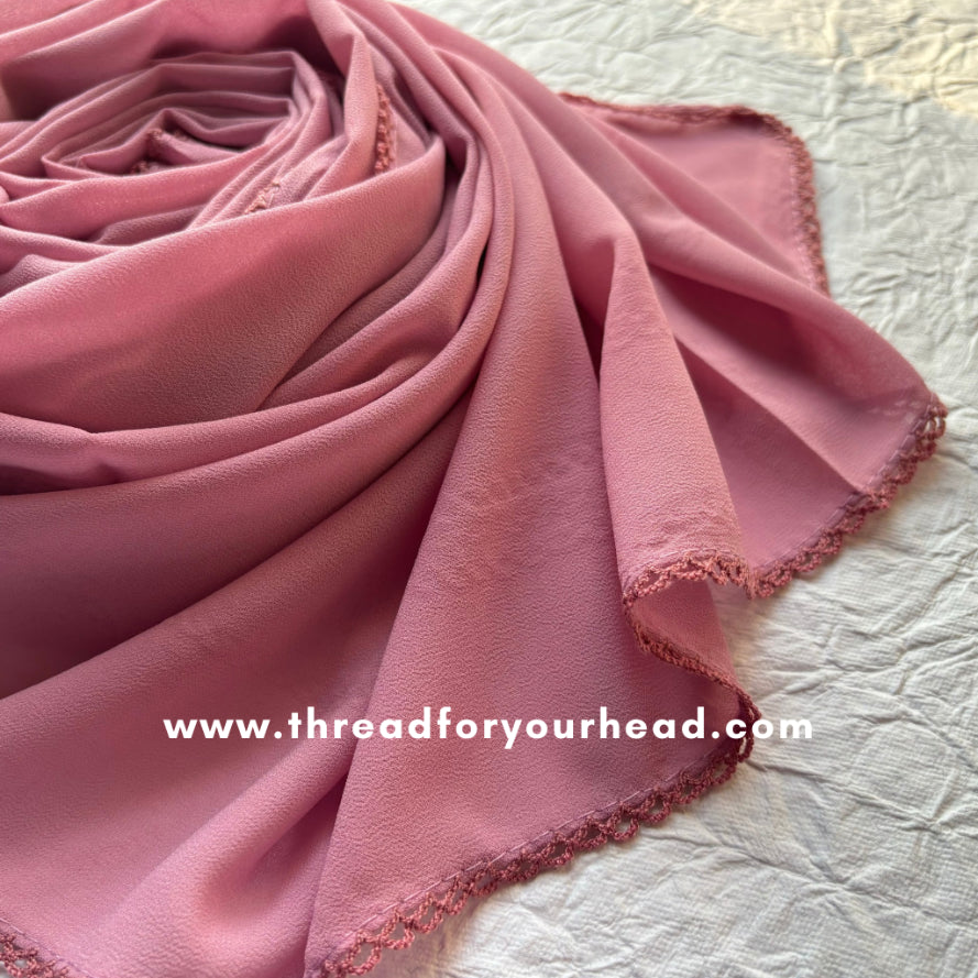 perky pink - Crochet Georgette hijab