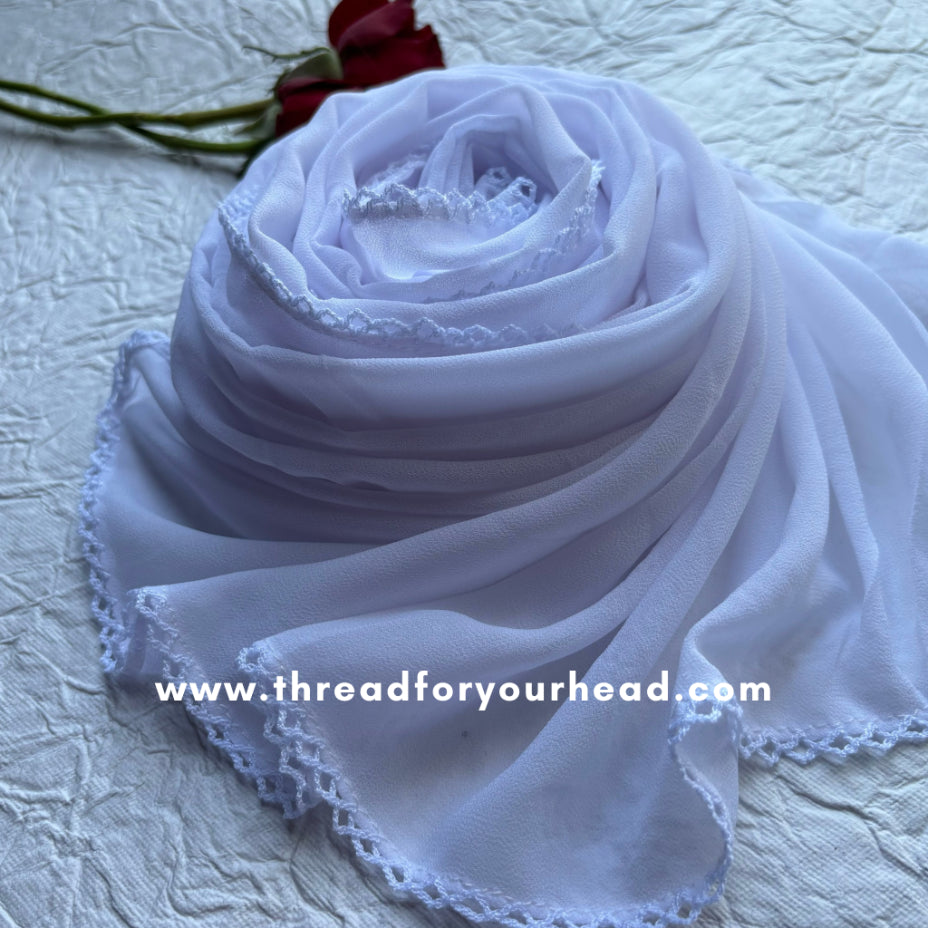 Pure white - Crochet Georgette hijab