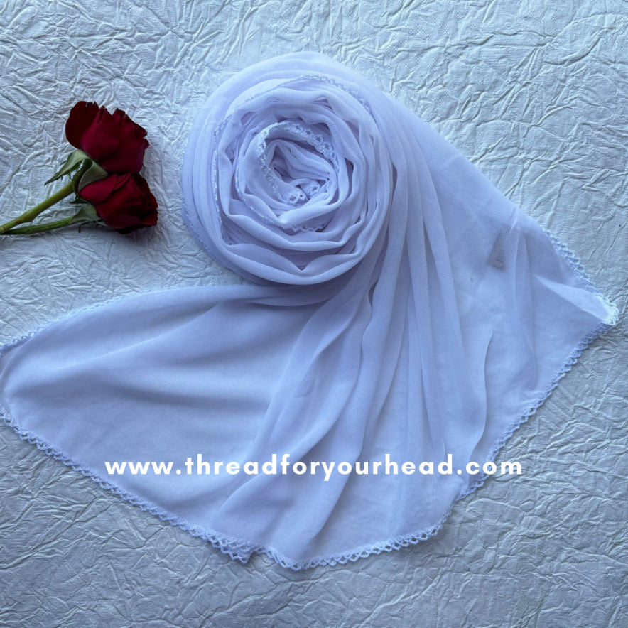 Pure white - Crochet Georgette hijab