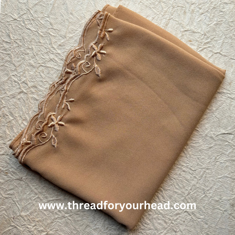 wheat - Scallop Georgette hijab