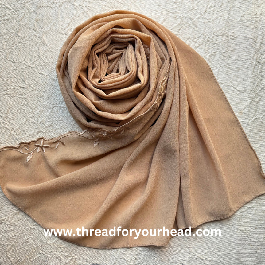 wheat - Scallop Georgette hijab