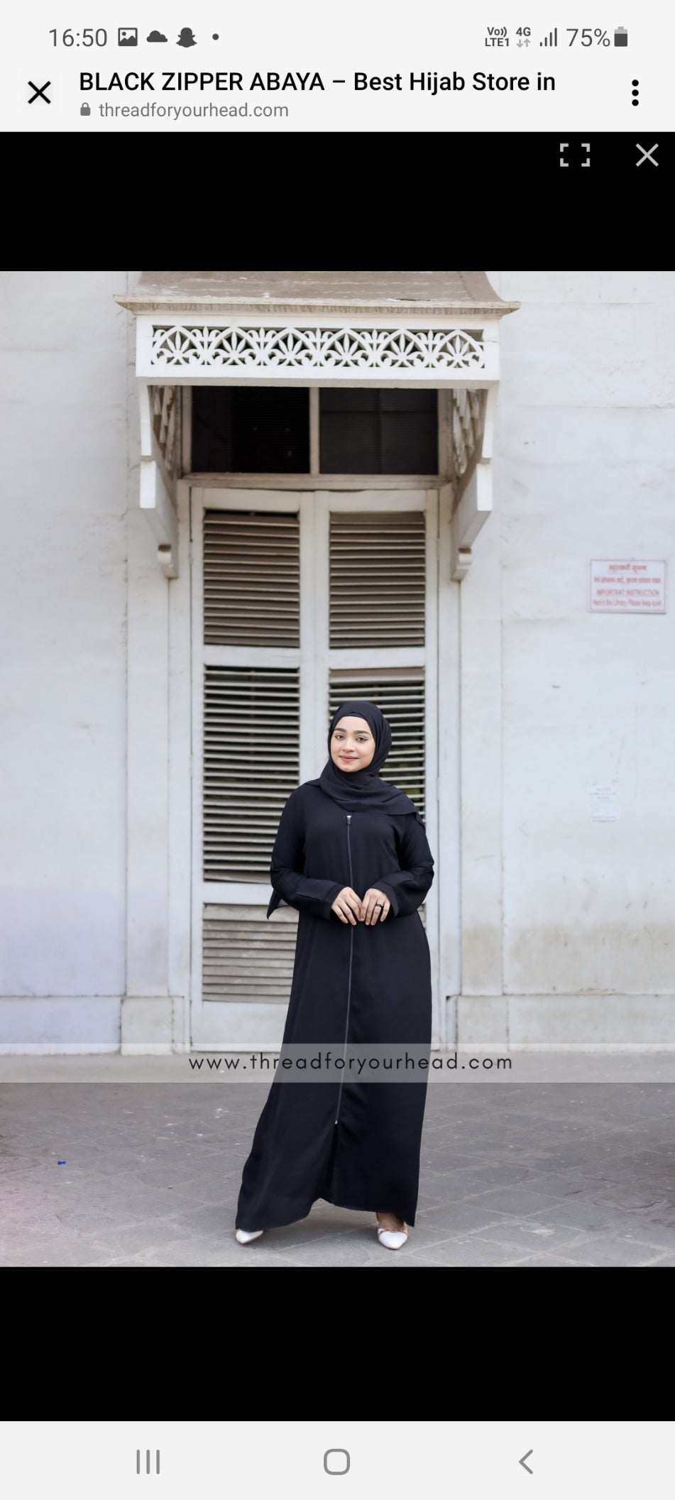 Black zipper abaya
