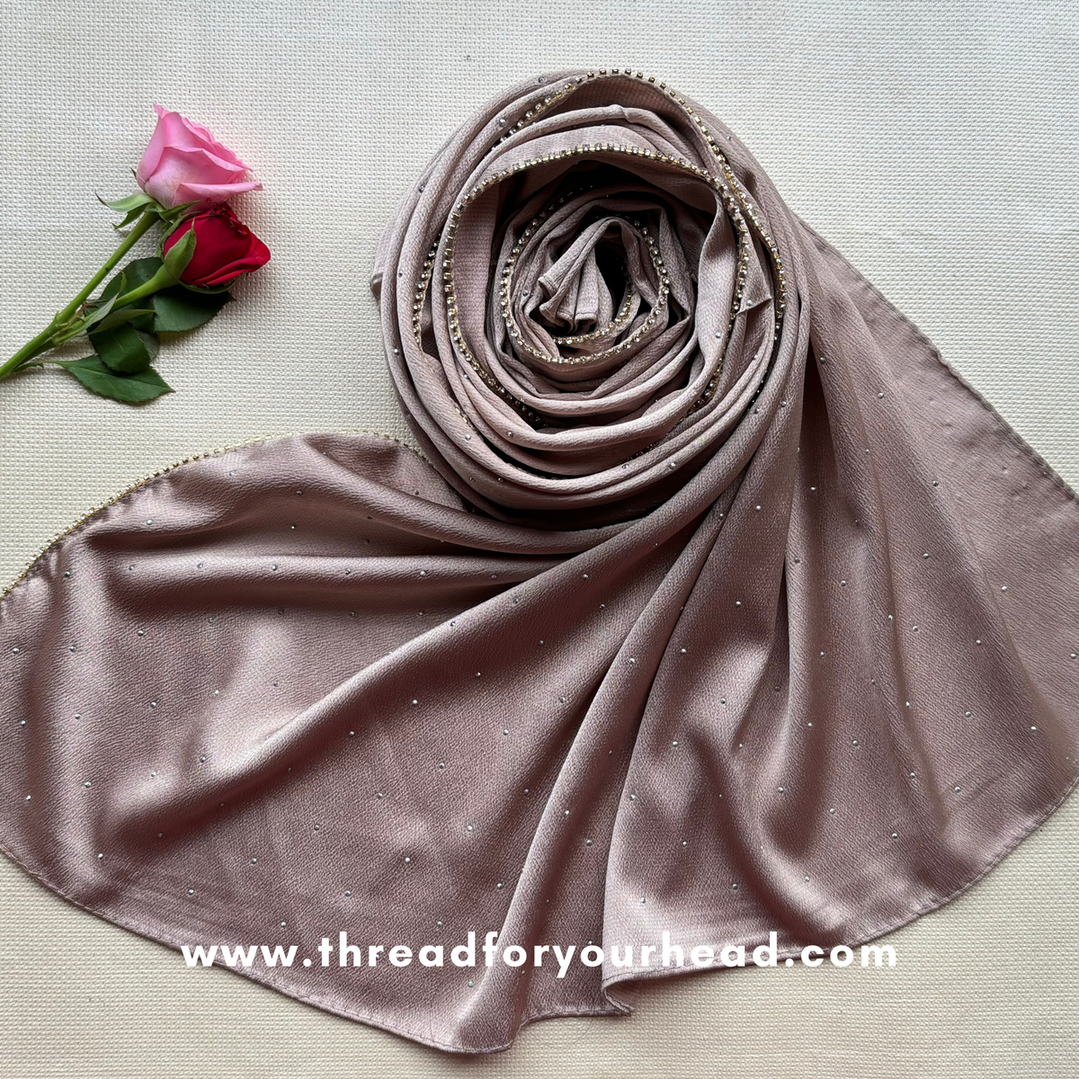 Light gold- Rhinestone satin