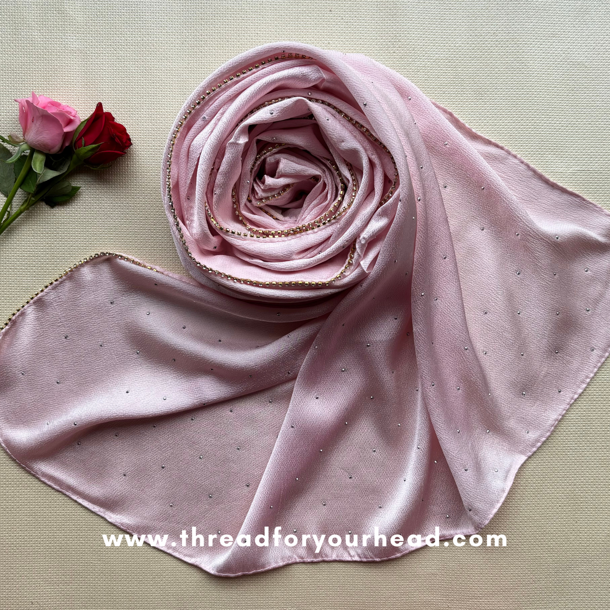 Barbie Pink- Rhinestone satin