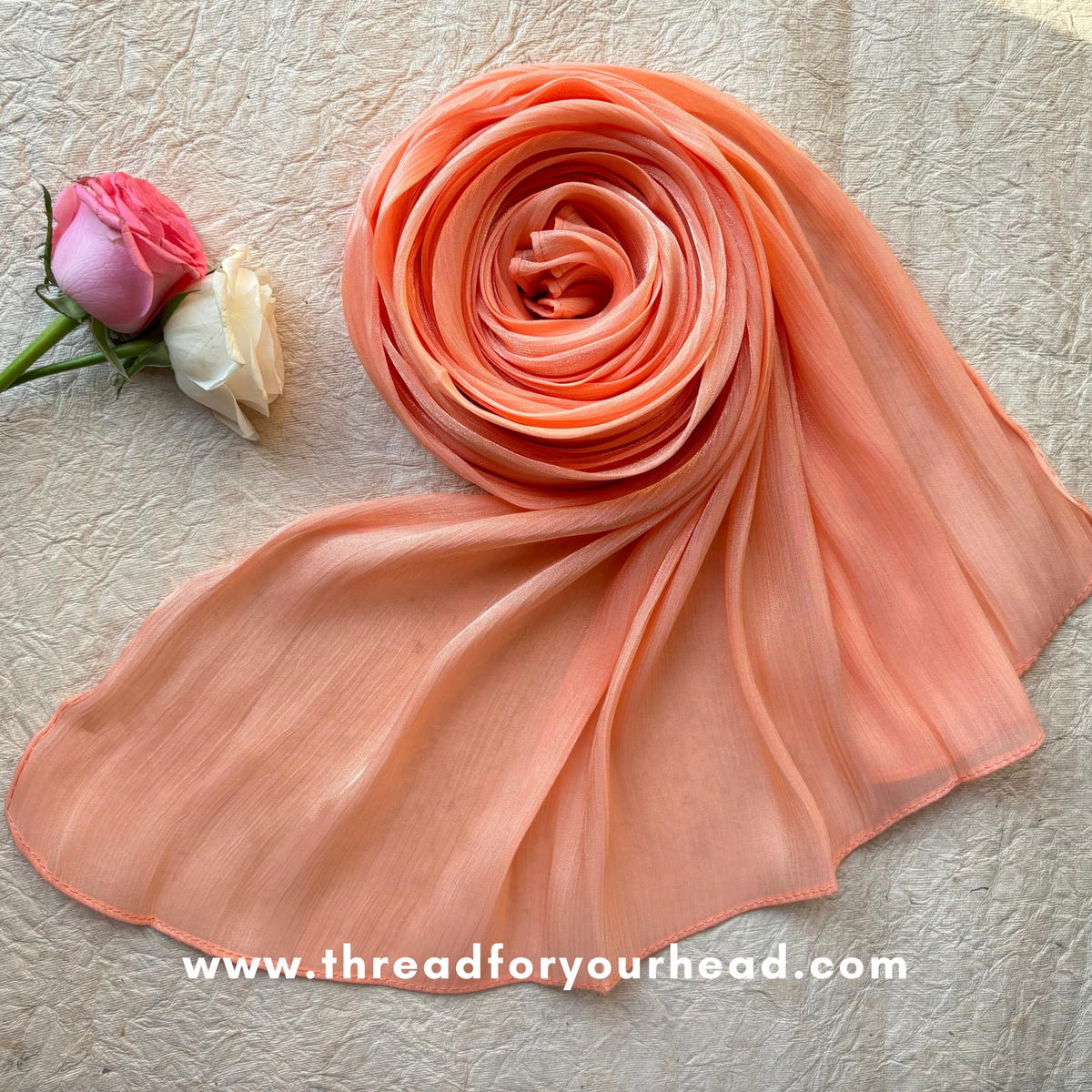 Peach - Organza shimmer hijab