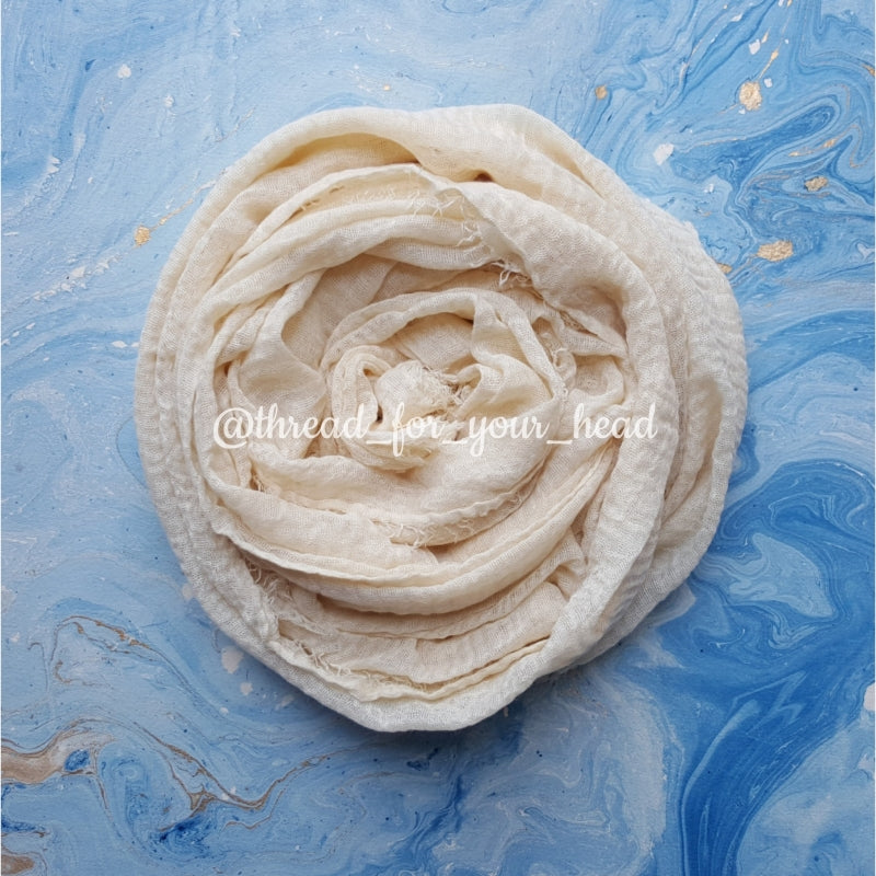 Crinkled cotton hijab- Tan