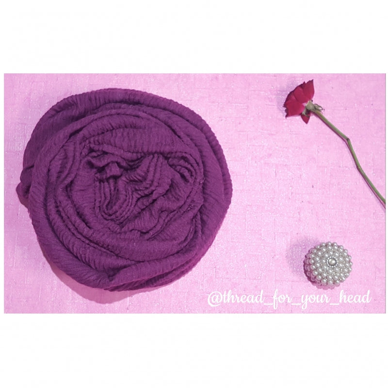 Crinkled cotton hijab- royal purple