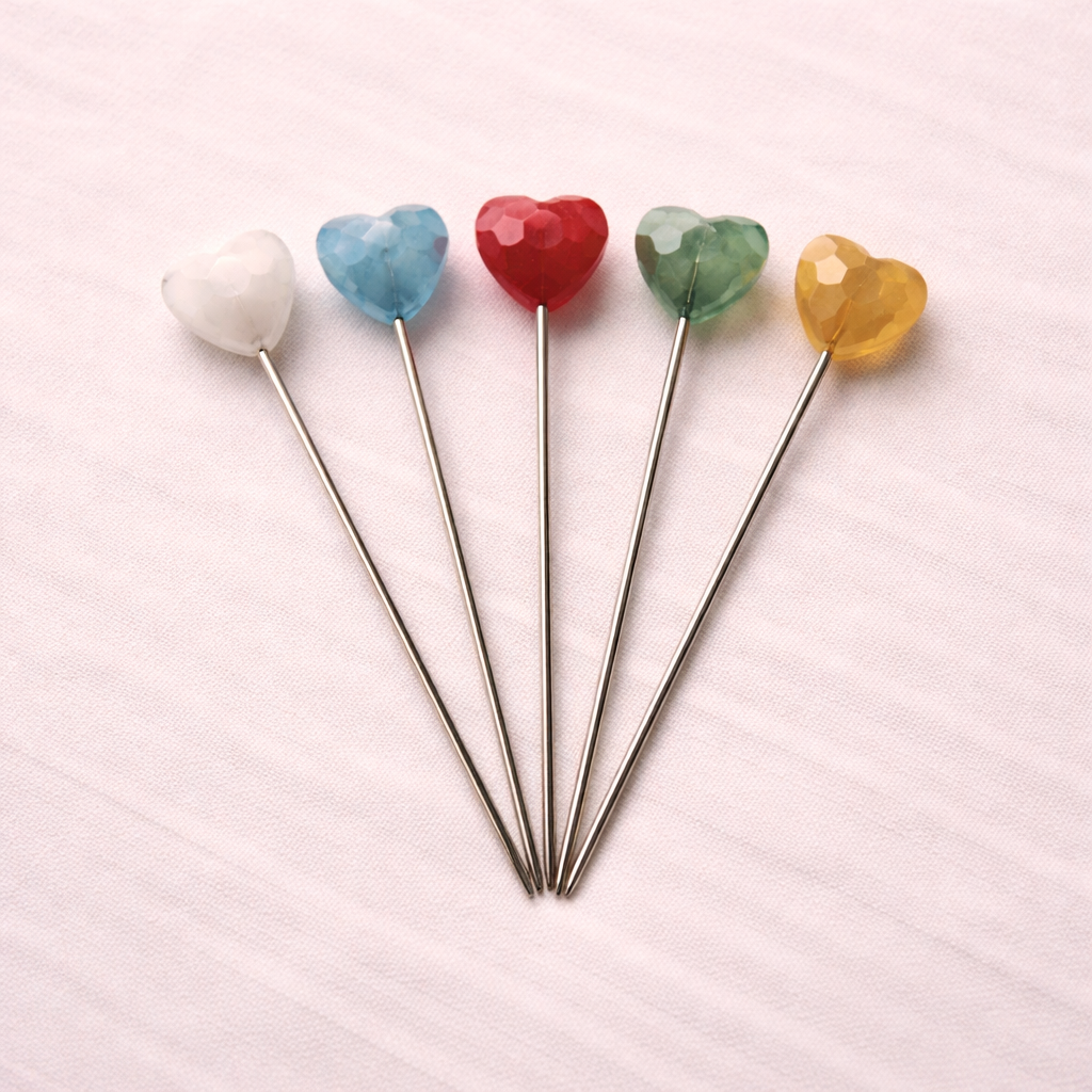 Multi colour heart pin- set of 6