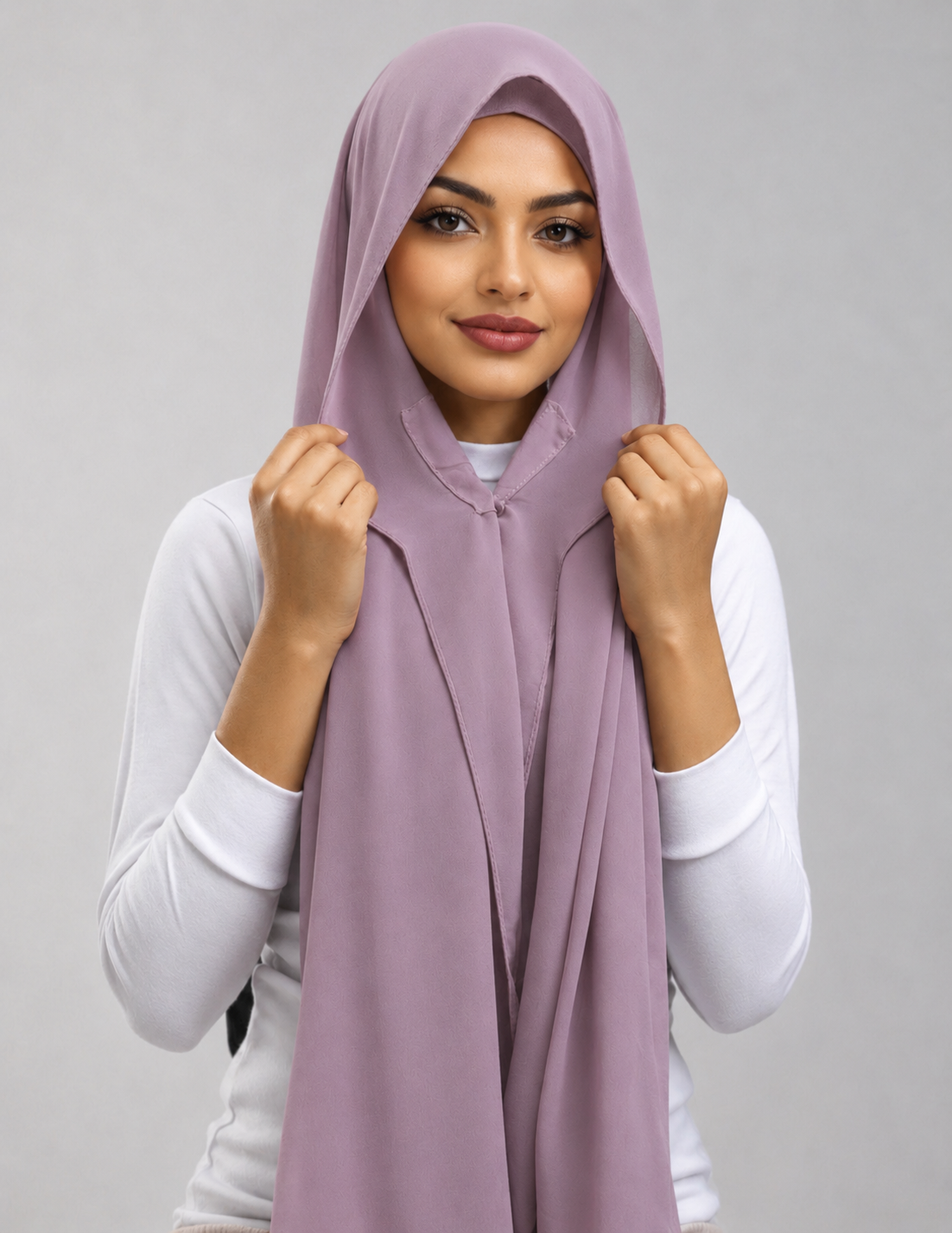 Hijab with attached cap and magnet -Mauve