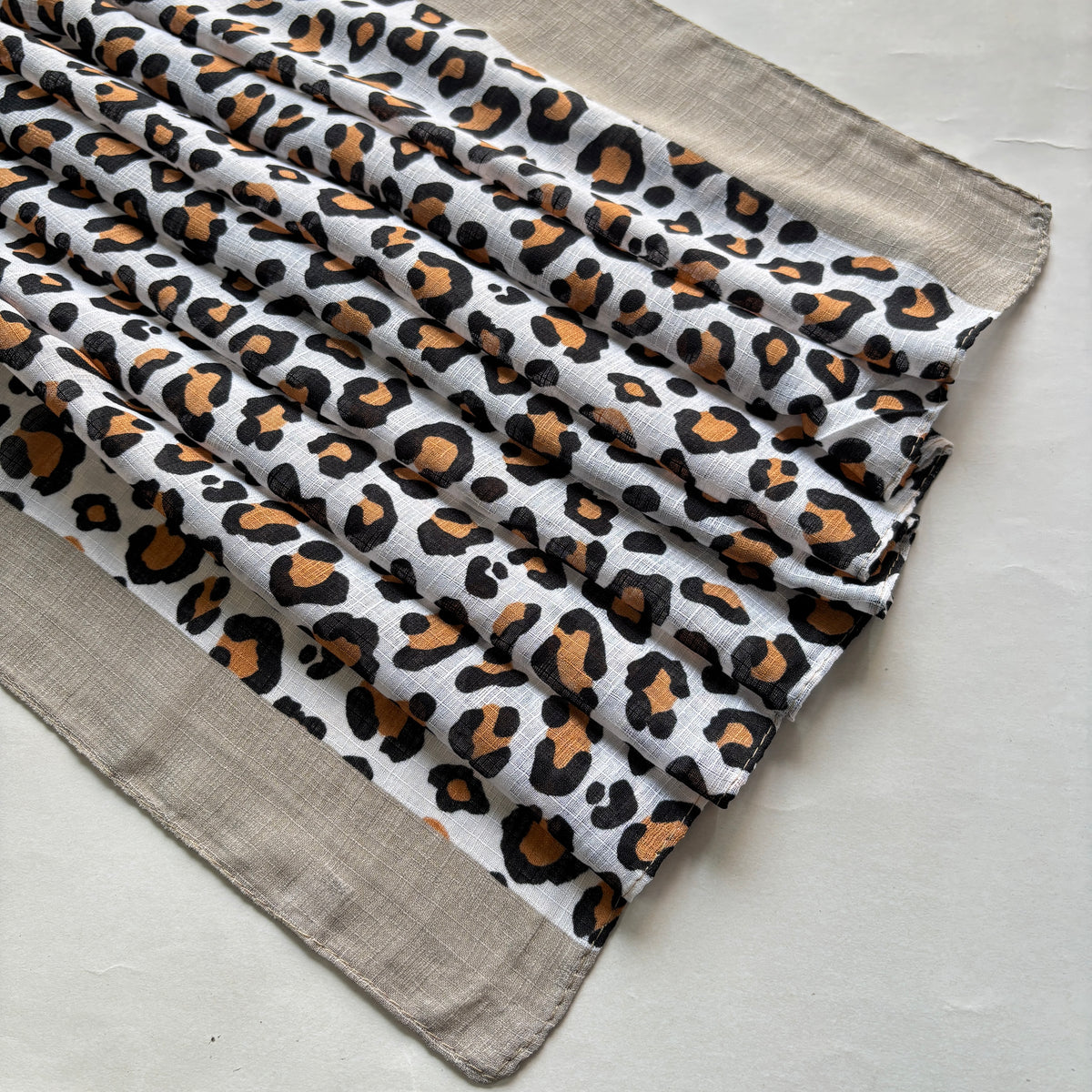 Leopard Printed Cotton - Stone Grey