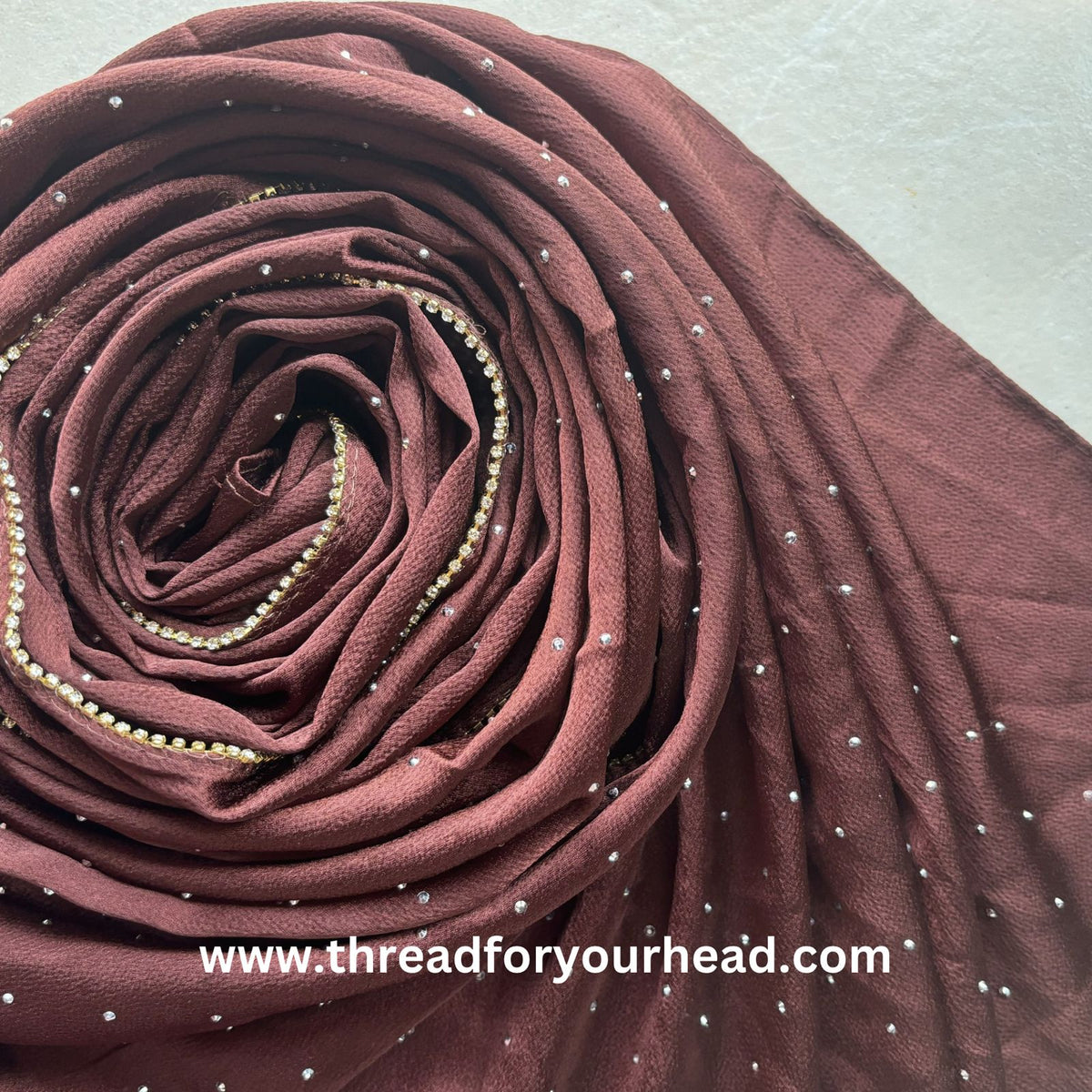 Chocolate Brown - Rhinestone satin