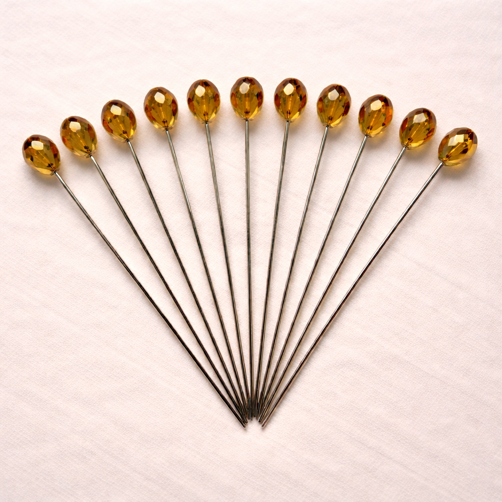 Deep Gold Crystal Pin - set of 12