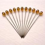 Deep Gold Crystal Pin - set of 12