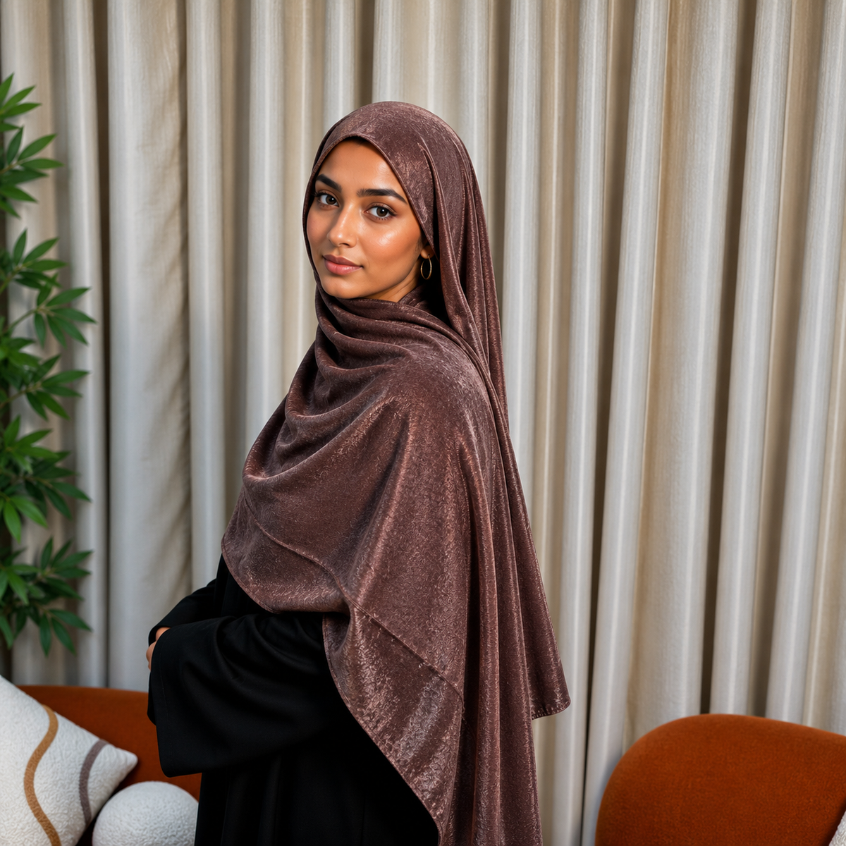Premium Satin Hijab - Chocolate Brown