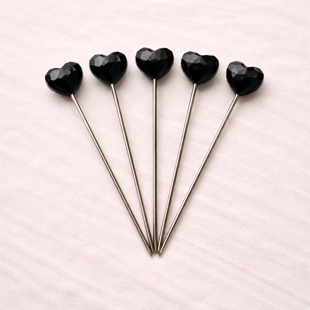 Black heart pin- set of 6