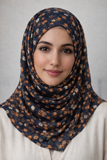 Printed Floral Cotton - Navy