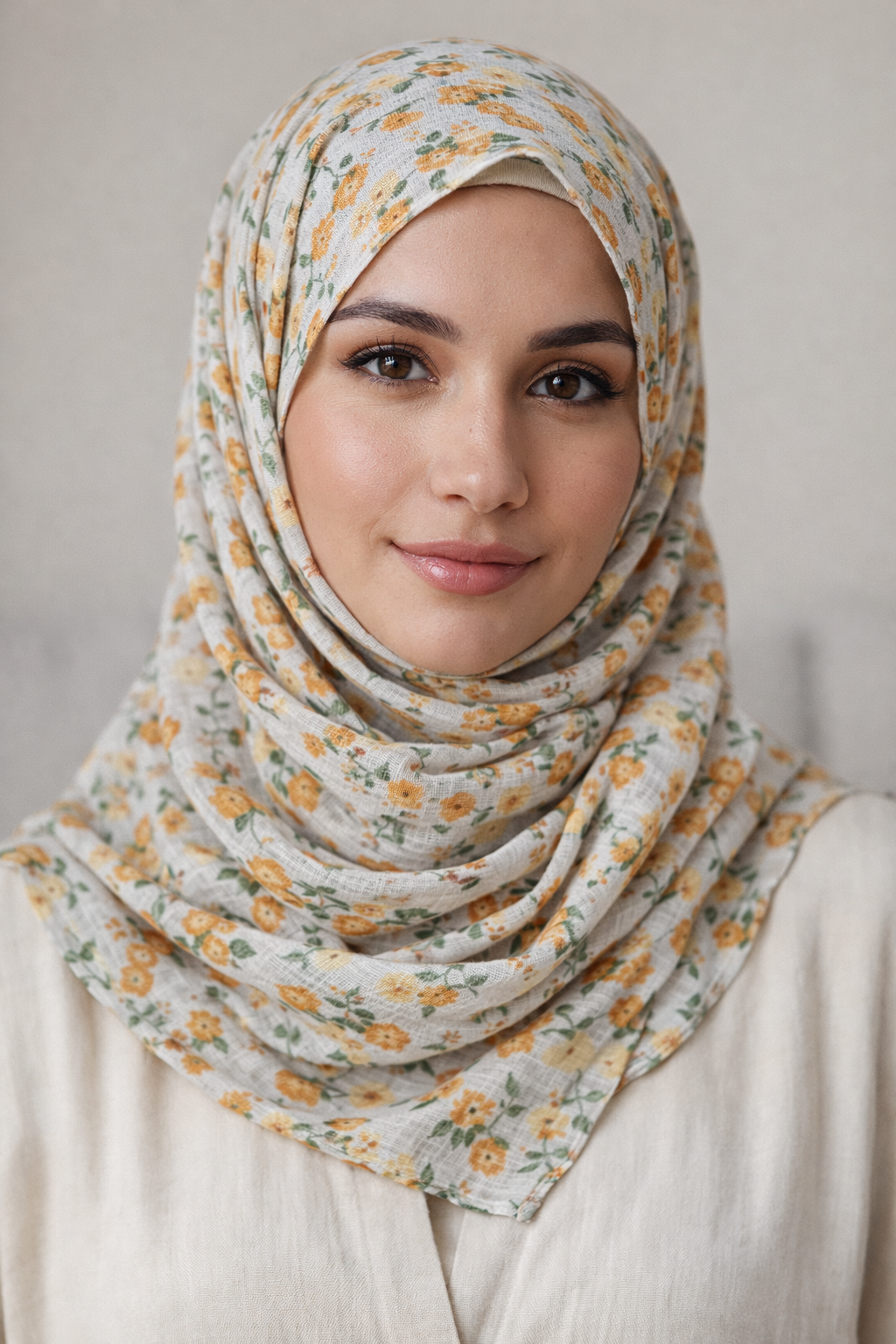 Printed Floral Cotton - Grey
