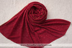 Luxury Rhinestone Diamond Hijab - Bride Red