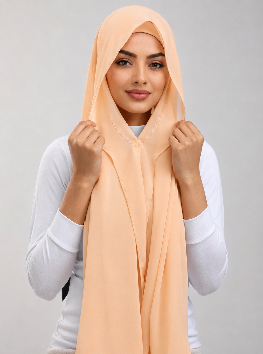 Hijab with attached cap and magnet - Peachy