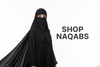 SOMETHING IN WHITE BACKGROUND AND A NAQAB WEARING MODEL 